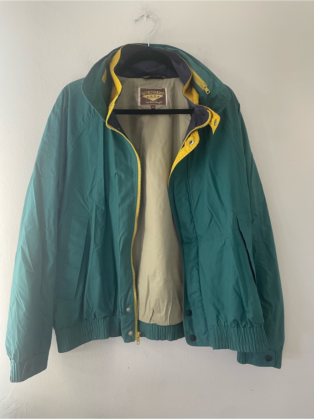 Vintage Rare Quadrant ZeroKing Green WindbreakerJacket with zip away hood